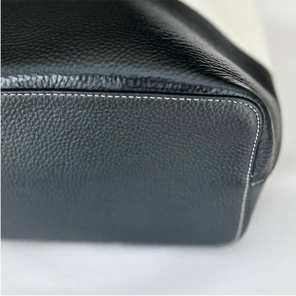 TORY BURCH Tote Leather Color Block Two-Tone Bag, Black & White - Picture 7 of 13